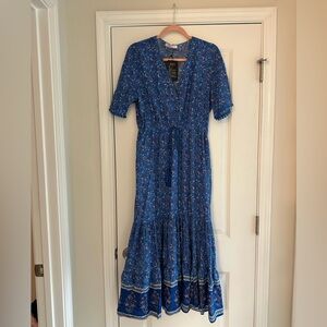 NWT - R Vivimos Blue floral maxi dress